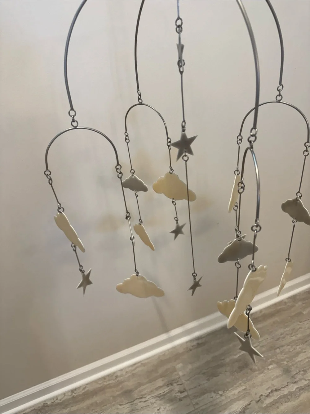 Pottery Barn Kids Cream & Light Gray Cloud and Star Mobile